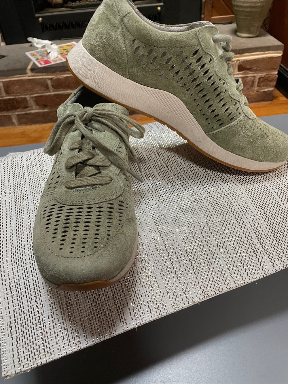 Dansko Sage Green Suede Perforated Sneakers